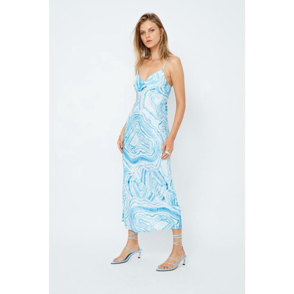 Suboo Agate Slip Dress in Blur Multi Blue Size XS $250